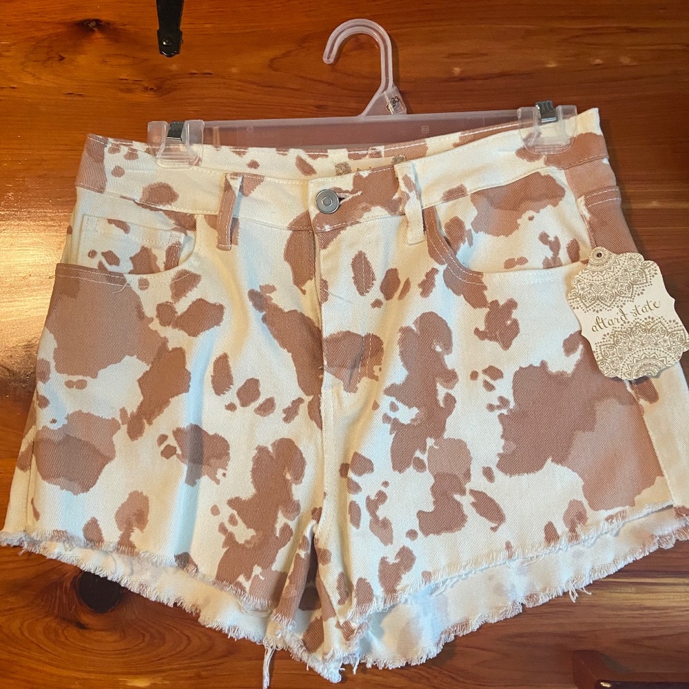 Brown Cow Print Altar’d State Shorts